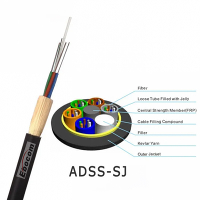 全誘電自立型光ファイバーケーブル シングルジャケット ADSS 12 24 48芯 通信用